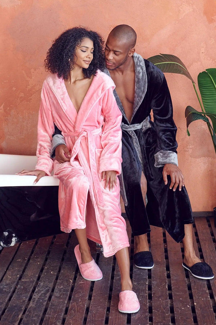 Women's Hooded Plush Robes by Lotus Linen