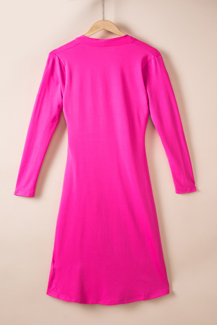 Ruched V-Neck Long Sleeve Dress by Coco Charli