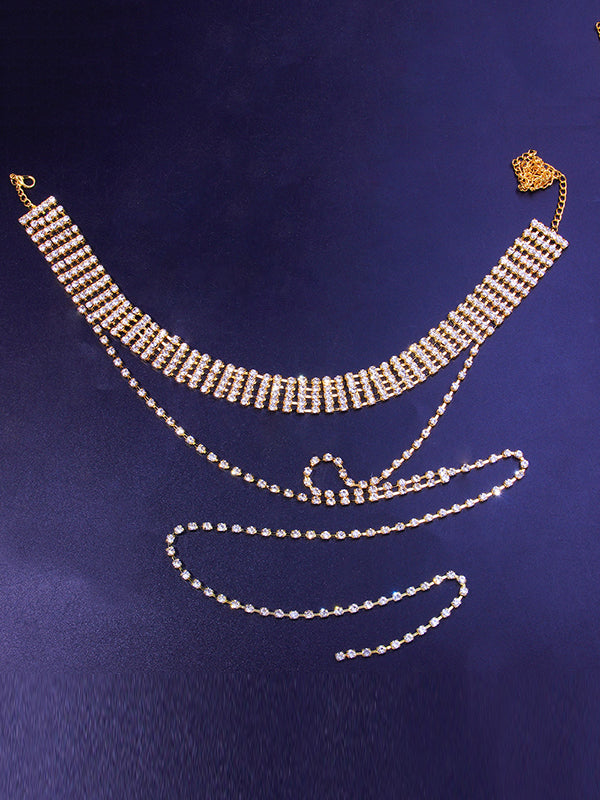 Rhinestone Tasseled Body Chain Accessories Necklaces Accessories by migunica
