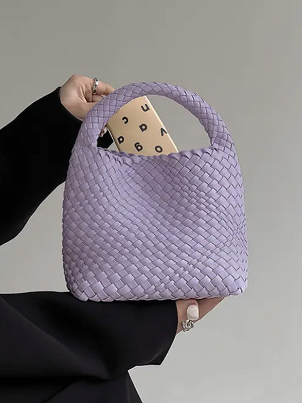 Solid Color Woven Bags Handbags by migunica
