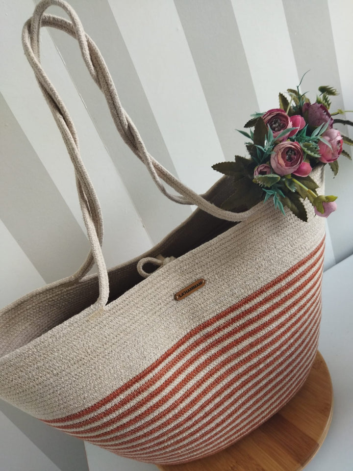 Lahammam's Handcrafted Quality everyday use Tote Beach Bag + Free Beach Towel ! by La'Hammam