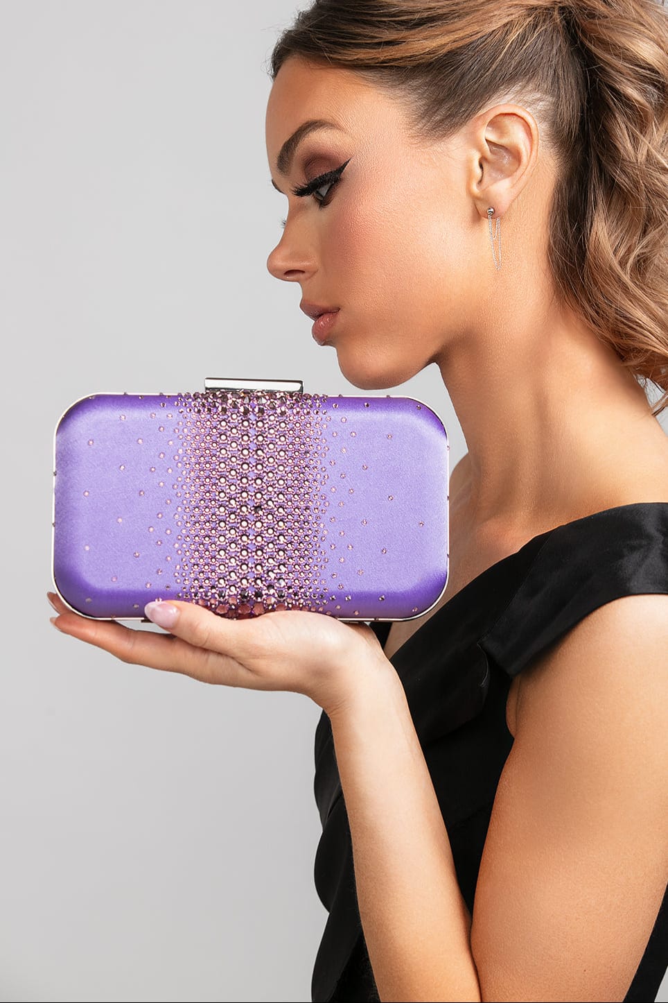 Ella Lilac Crystal Clutch