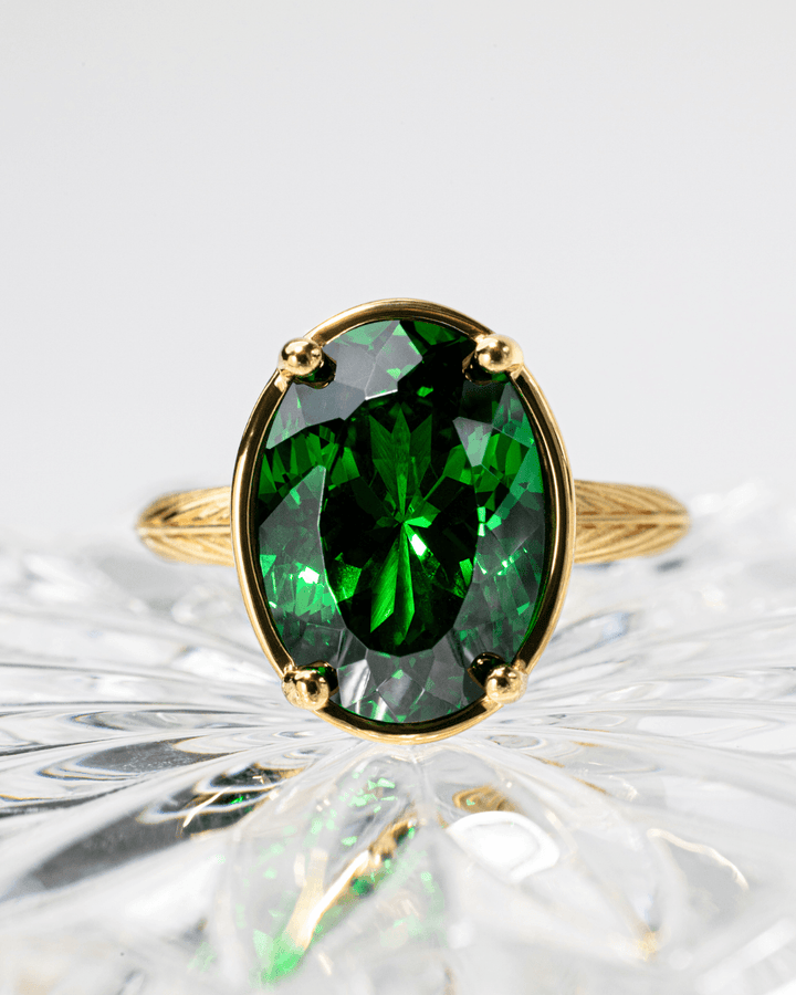 Oval Cut Emerald CZ Cocktail Ring