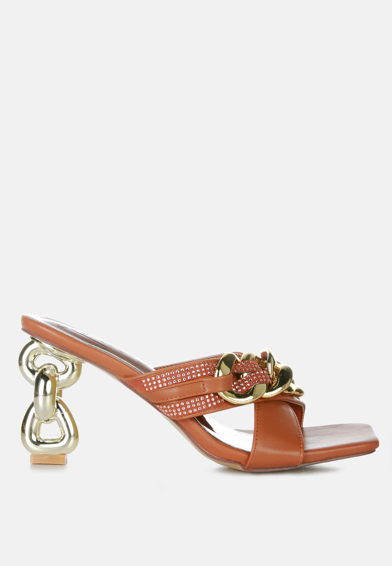 evelane metallic chain rhinestone sandals by London Rag