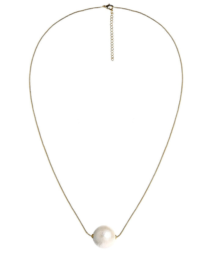 Evie - 14mm Cotton Pearl Necklace - 18k Gold Plated