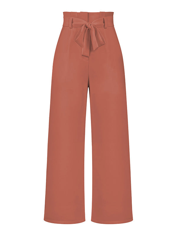 Simple Loose Wide Leg Solid Color Casual Pants Bottoms by migunica
