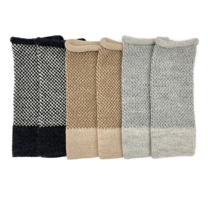 Gray Interwoven Alpaca Gloves