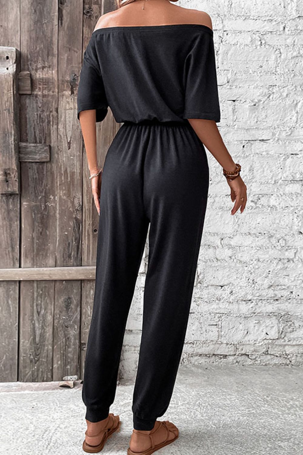 Off-Shoulder Jumpsuit with Pockets by Coco Charli