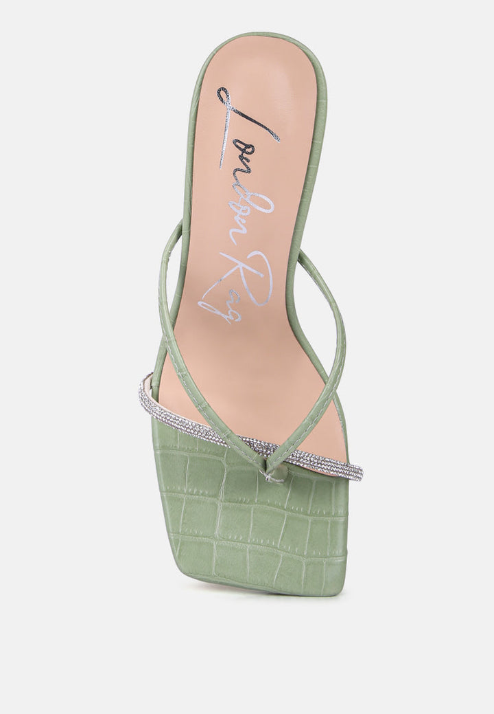 fetish croc rhinestone strap sandals by London Rag