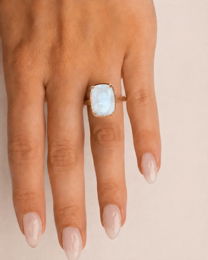 Elongated Cushion Moonstone Cocktail Ring