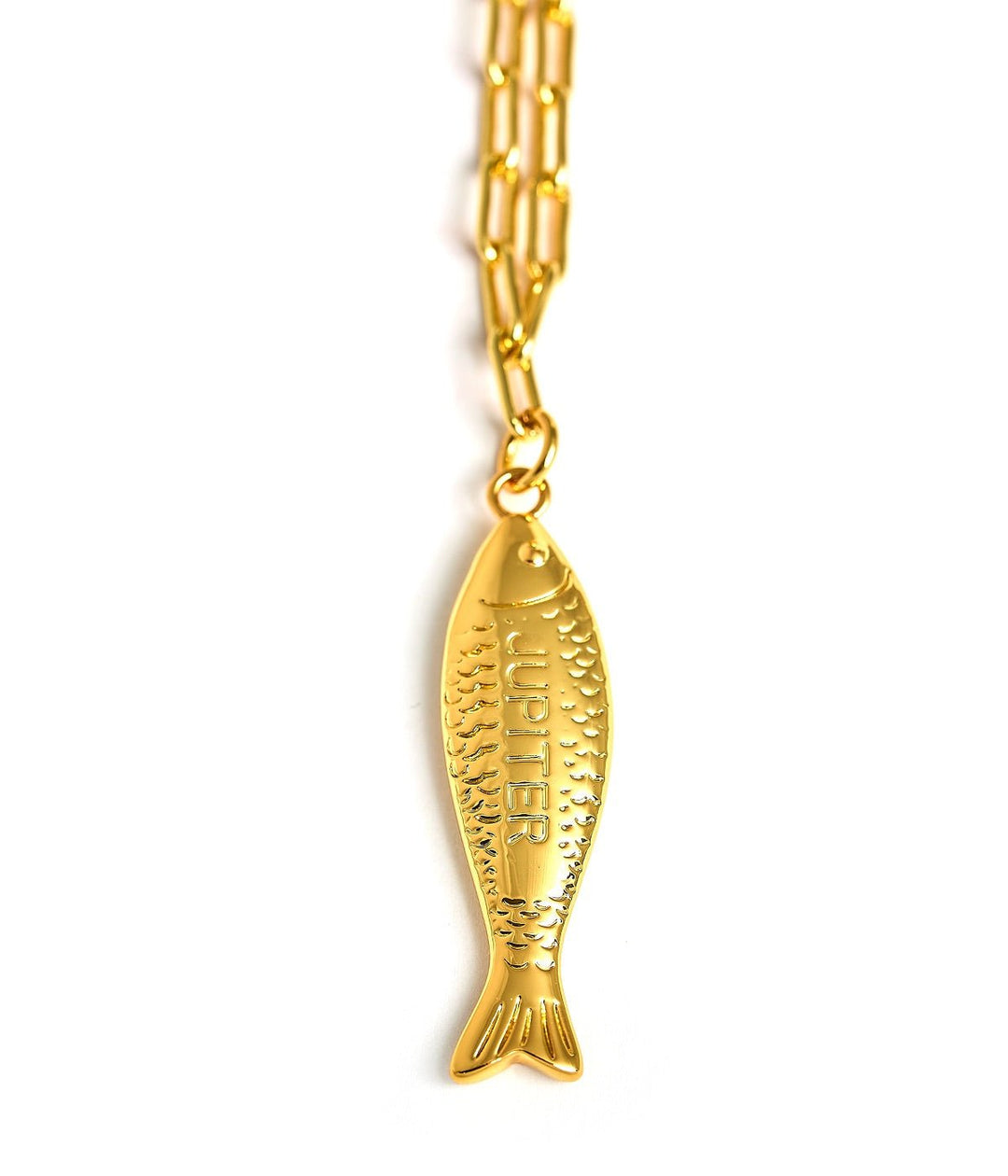 Fish - Beach Town - Small Paper Clip Chain Necklace - 18k Gold Plated 18 Inches