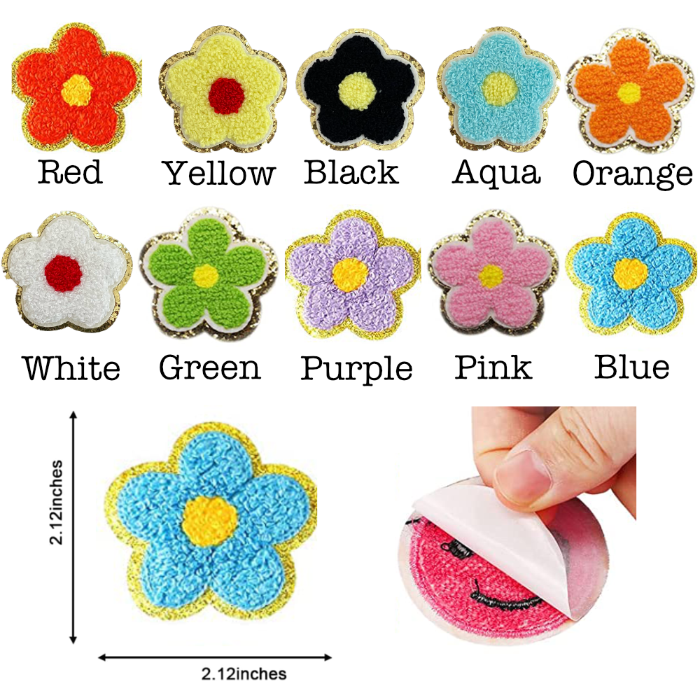 Self Adhesive Chenille Flower Patches by Threaded Pear