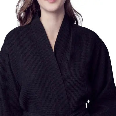 Women's Waffle Kimono Knee Length Robe by Lotus Linen