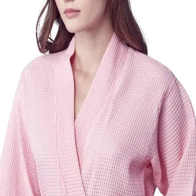 Women's Waffle Kimono Knee Length Robe by Lotus Linen