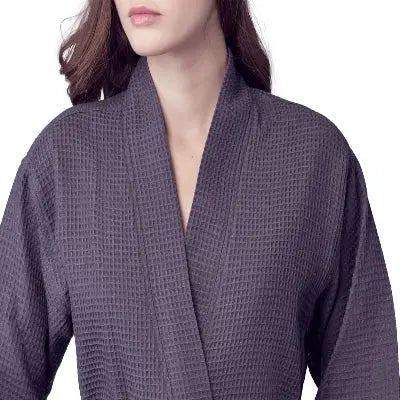 Women's Waffle Kimono Knee Length Robe by Lotus Linen