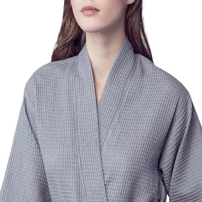 Women's Waffle Kimono Knee Length Robe by Lotus Linen