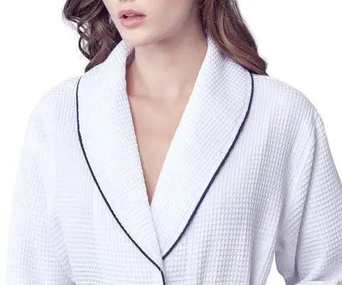 Women's Piped Waffle Robes by Lotus Linen