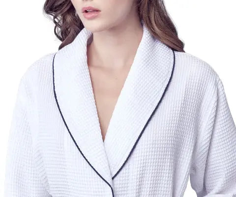 Women's Waffle Kimono Knee Length Robe by Lotus Linen