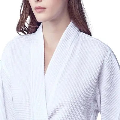 Women's Waffle Kimono Knee Length Robe by Lotus Linen