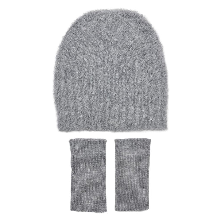 Plush Gray Alpaca Beanie Hat