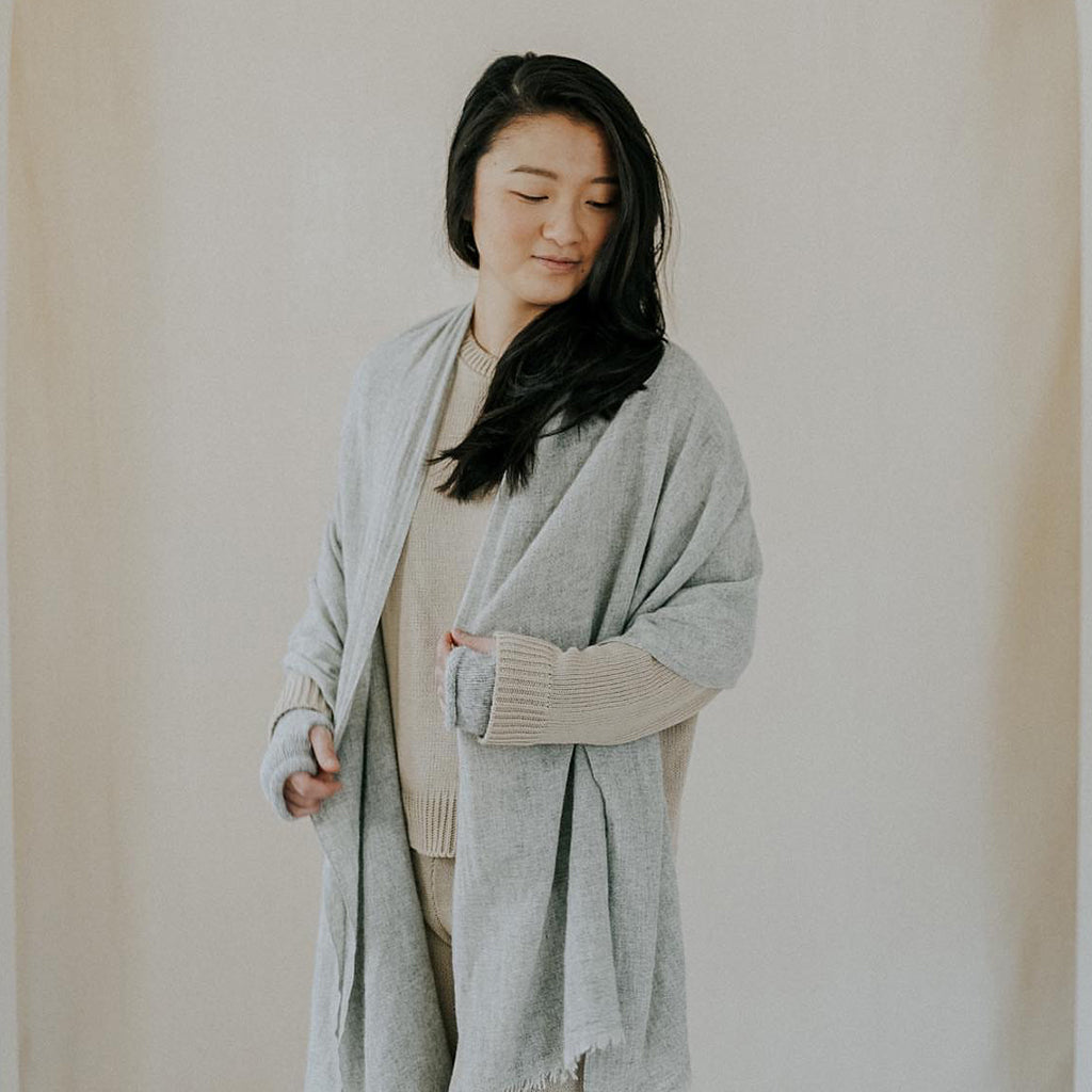 Heather Gray Handloom Cashmere Scarf