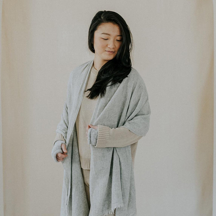 Heather Gray Handloom Cashmere Scarf