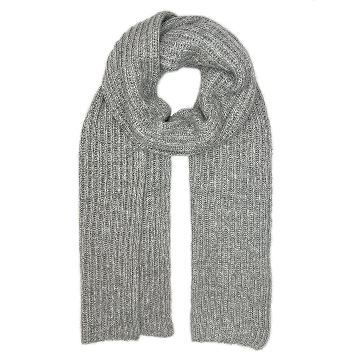 Classic Gray Ribbed Knit Cashmere Scarf