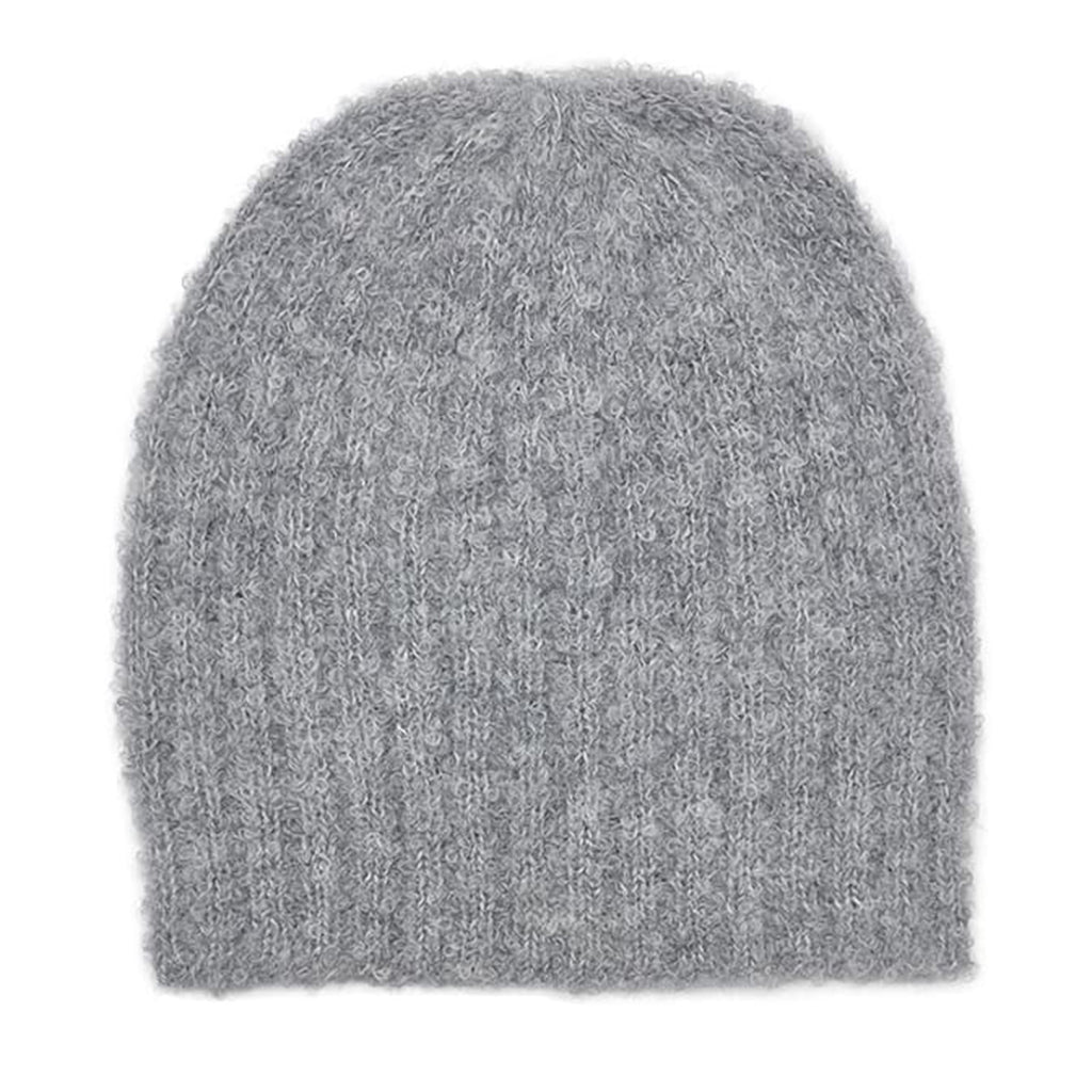 Plush Gray Alpaca Beanie Hat