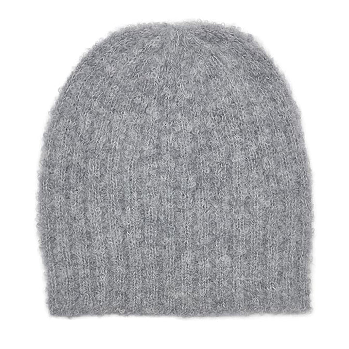 Plush Gray Alpaca Beanie Hat