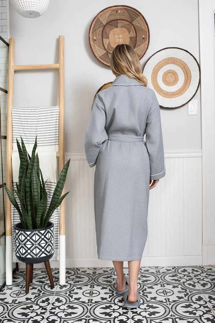 Women's Piped Waffle Robes by Lotus Linen