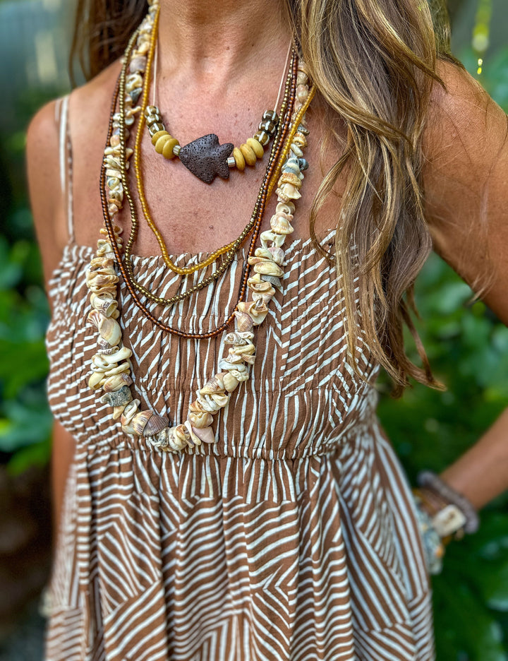 Layer Necklace Set | Brown Shell