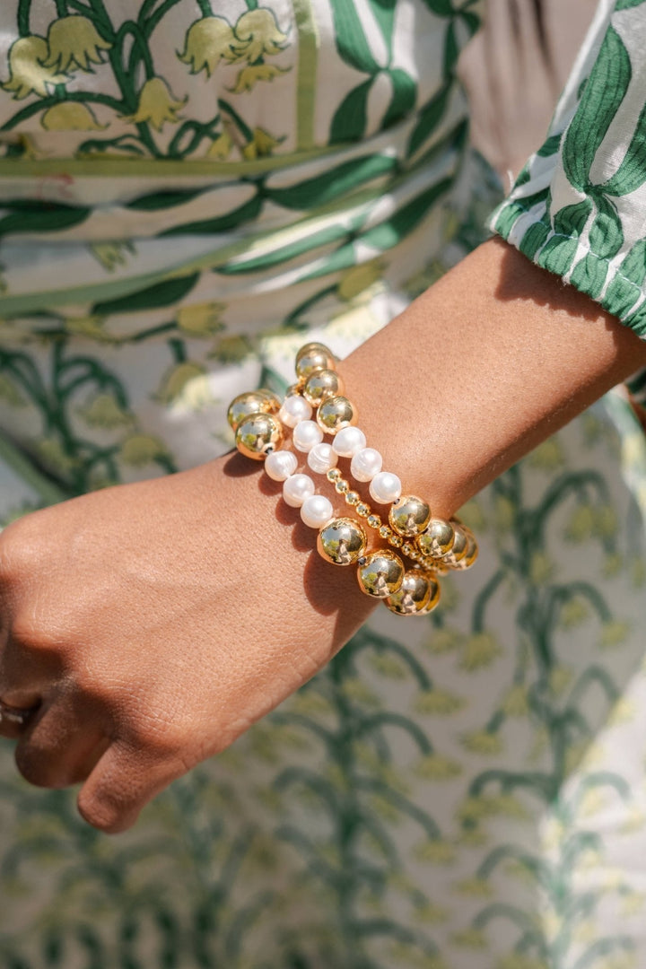 Hadley Triple Pearl -  18k Gold Plated Beaded Bracelets