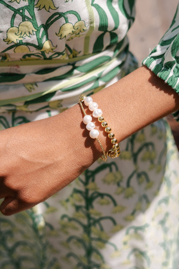 Hadley Triple Pearl -  18k Gold Plated Beaded Bracelets