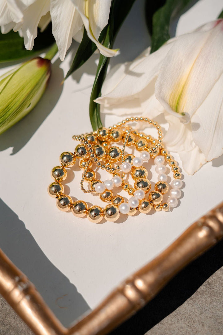 Hadley Triple Pearl -  18k Gold Plated Beaded Bracelets