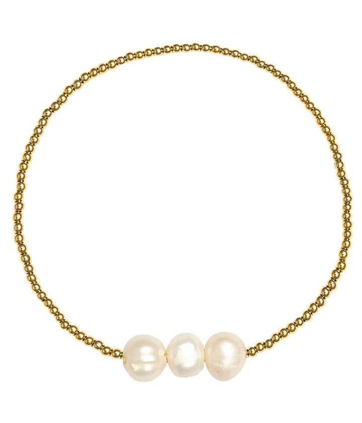 Hadley Triple Pearl -  18k Gold Plated Beaded Bracelets