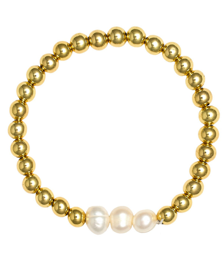 Hadley Triple Pearl -  18k Gold Plated Beaded Bracelets