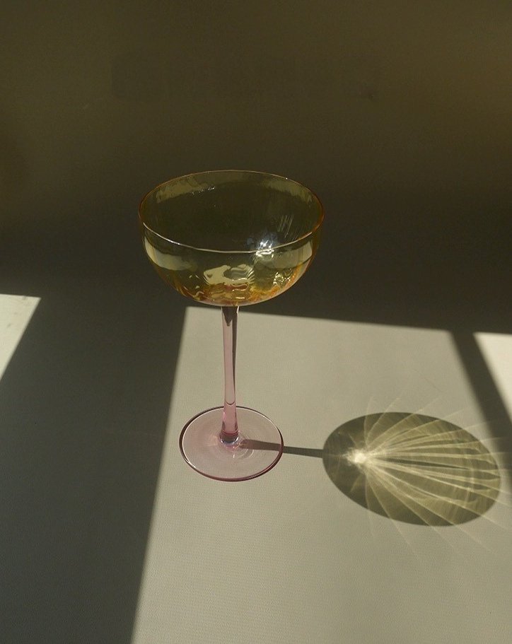 Hand Blown Retro Pastel Colored Coupe Cocktail Glasses Set of 4 ( $22.5 Each ) - Retro Colored Coupe Cocktail Glasses Set of 4 - INSPECIAL HOME