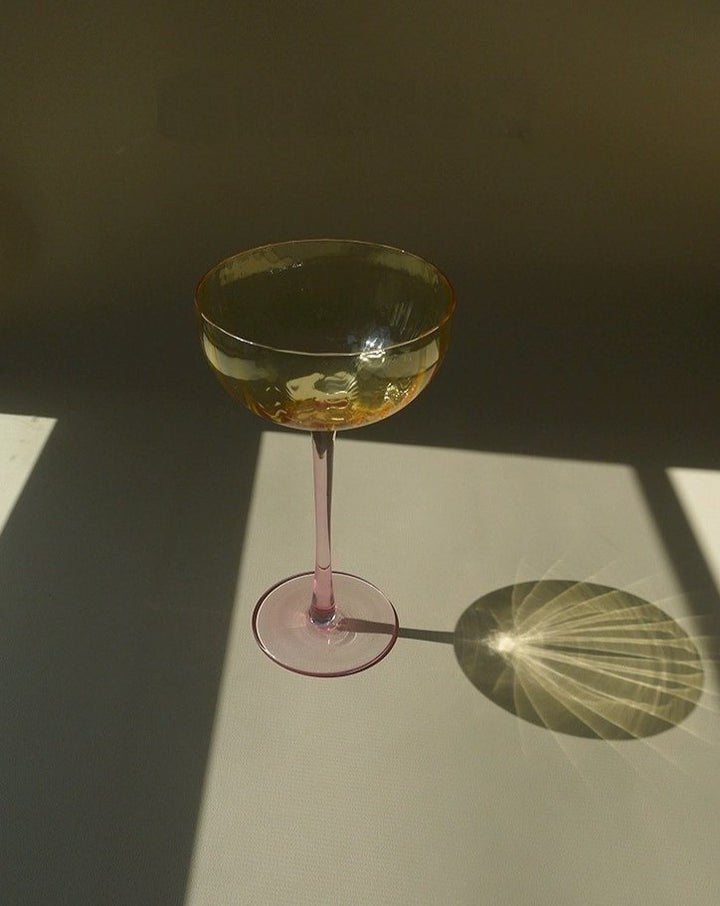 Hand Blown Retro Pastel Colored Coupe Cocktail Glasses Set of 4 ( $22.5 Each ) - Retro Colored Coupe Cocktail Glasses Set of 4 - INSPECIAL HOME