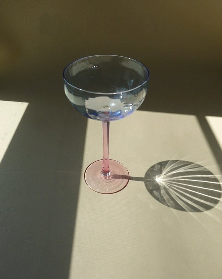 Hand Blown Retro Pastel Colored Coupe Cocktail Glasses Set of 4 ( $22.5 Each ) - Retro Colored Coupe Cocktail Glasses Set of 4 - INSPECIAL HOME