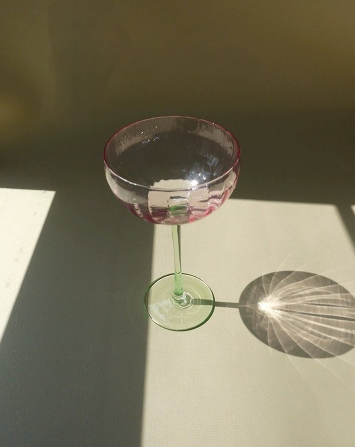 Hand Blown Retro Pastel Colored Coupe Cocktail Glasses Set of 4 ( $22.5 Each ) - Retro Colored Coupe Cocktail Glasses Set of 4 - INSPECIAL HOME