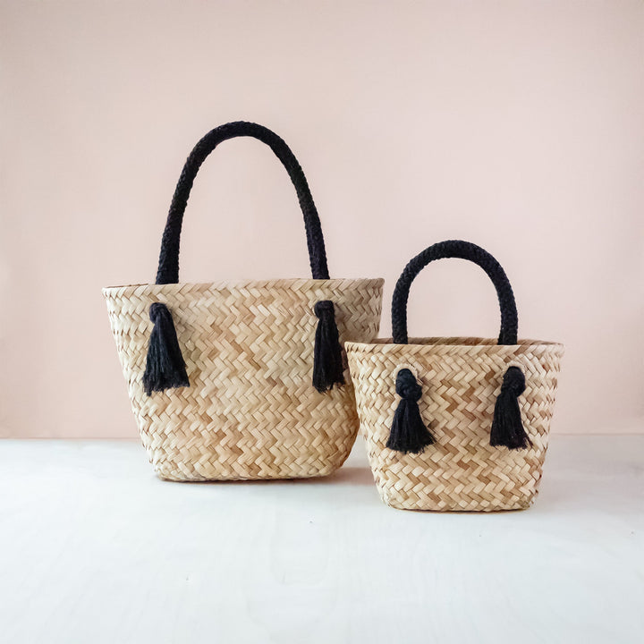 Black Modern Straw Tote with Cord Handles - Classic Tote Bags | LIKHÂ by LIKHÂ