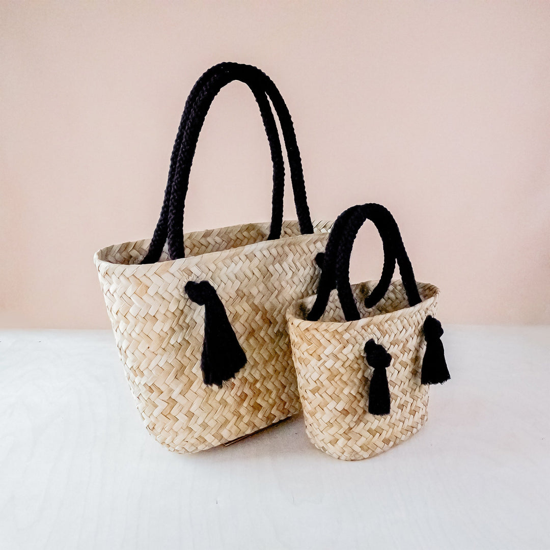 Black Modern Straw Tote with Cord Handles - Classic Tote Bags | LIKHÂ by LIKHÂ