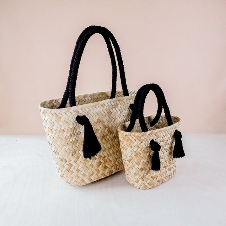 Black Modern Straw Tote with Cord Handles - Classic Tote Bags | LIKHÂ by LIKHÂ