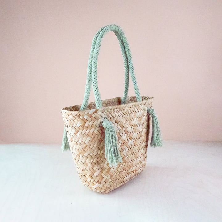 Sage Seagrass Tote Bag with Wrapped Handles - Market Tote | LIKHÂ by LIKHÂ