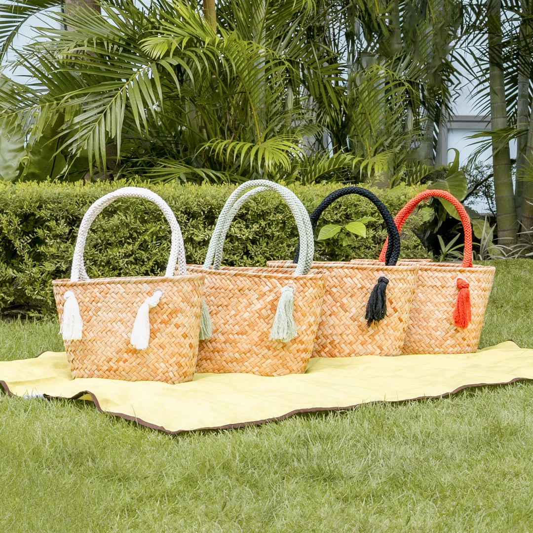 Sage Seagrass Tote Bag with Wrapped Handles - Market Tote | LIKHÂ by LIKHÂ