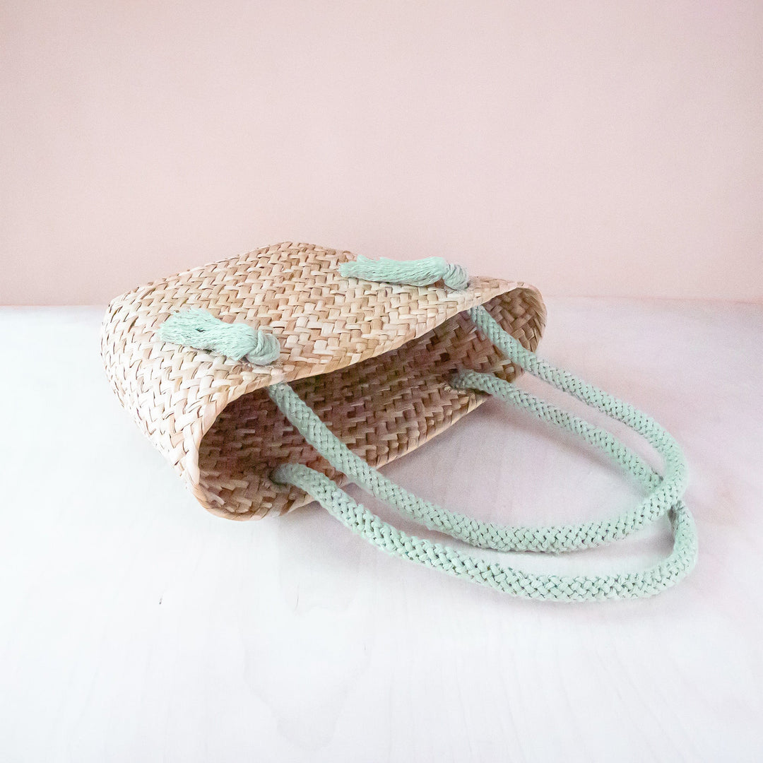 Sage Seagrass Tote Bag with Wrapped Handles - Market Tote | LIKHÂ by LIKHÂ