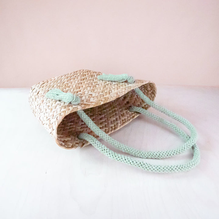 Sage Seagrass Tote Bag with Wrapped Handles - Market Tote | LIKHÂ by LIKHÂ