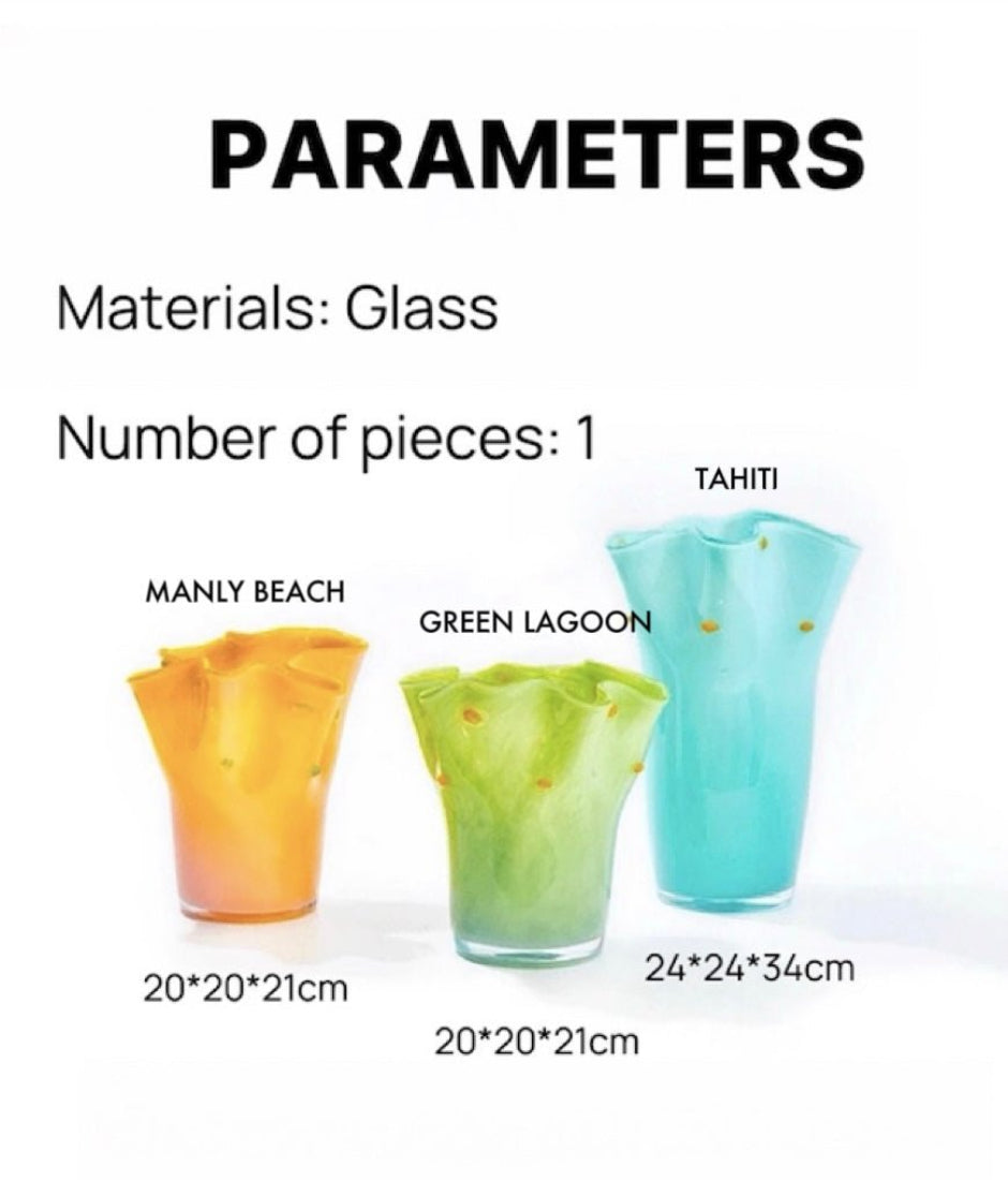 Handblown Wavy Whimsical Glass Vase - Eclectic Table Setting Centrepieces - Vases - Wavy Whimsical Glass Vase - Manly Beach - INSPECIAL HOME