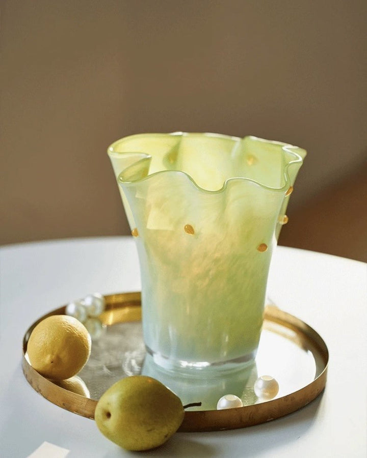 Handblown Wavy Whimsical Glass Vase - Eclectic Table Setting Centrepieces - Vases - Wavy Whimsical Glass Vase - Green Lagoon - INSPECIAL HOME