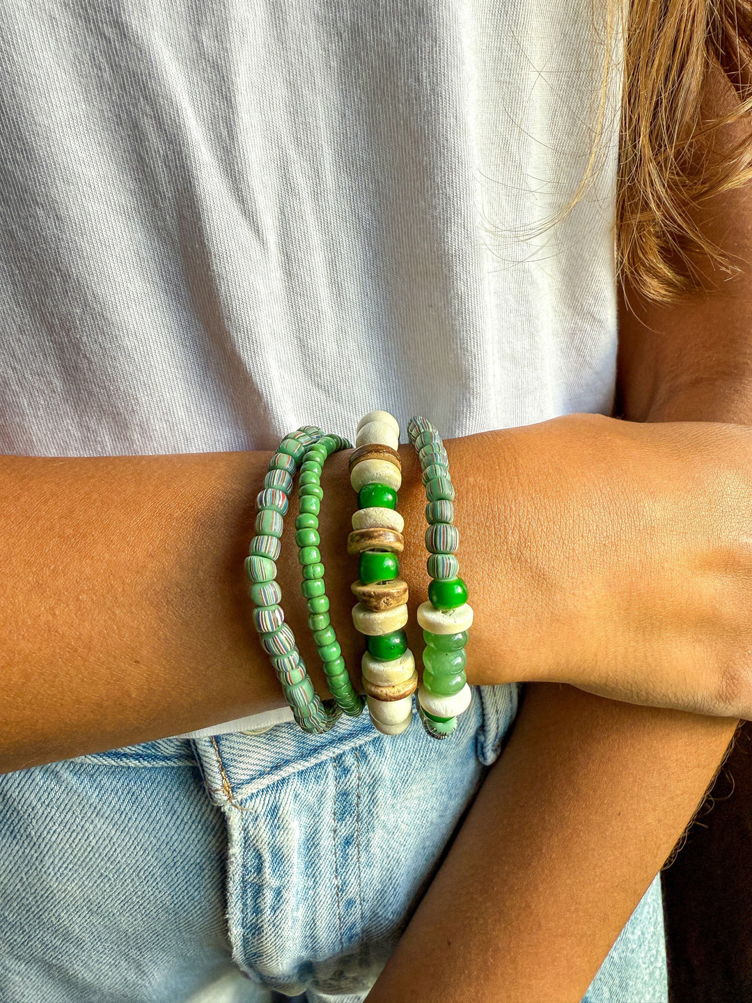 Single Stack Seed Bracelet | Green